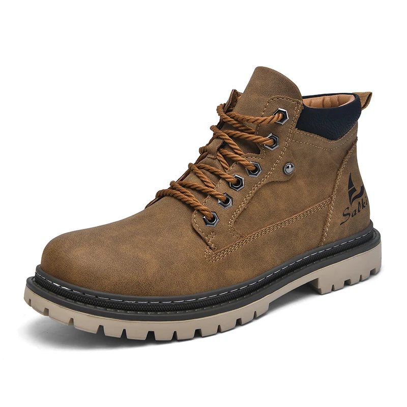 Classic Handmade Leather Men Boots Work Shoes Outdoor Hiking Boots Sneakers Hombres Botas Winter High Top Footwear Anti Slip