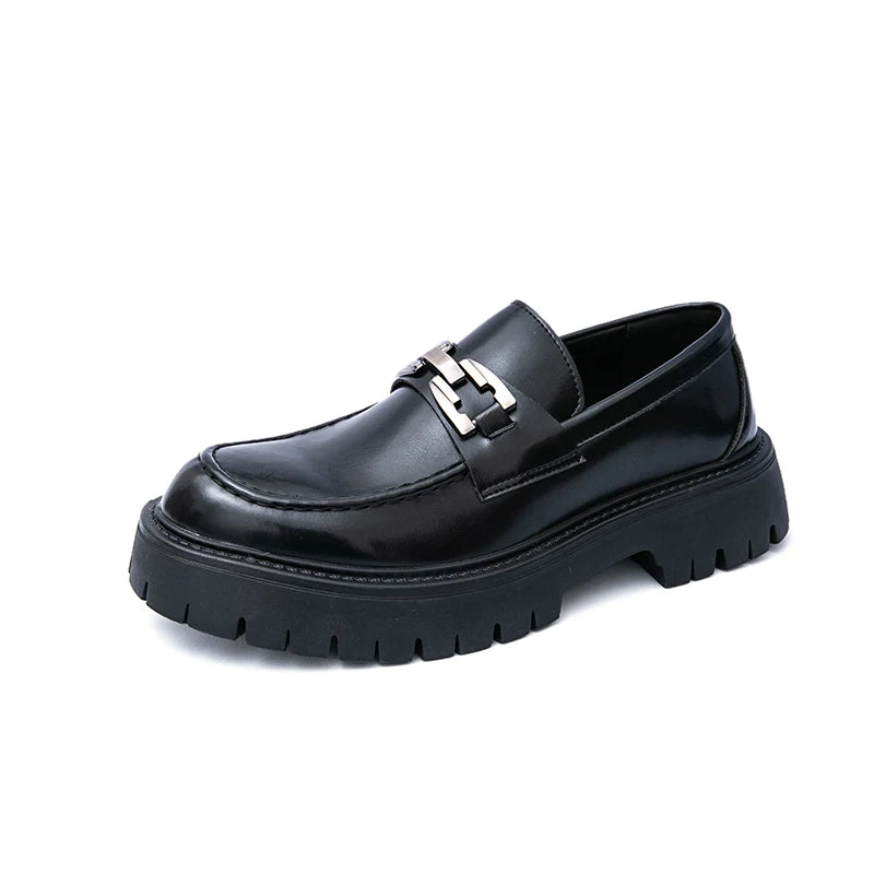 Thick soled Loafers For Men Slip-on Leather Shoes  Black Business Casual Shoes Men's Banquet Shoes Oxford Shoes Derby Shoes