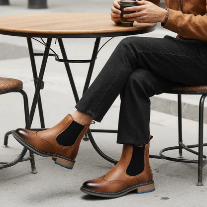 Brogue Chelsea Men Boots 2025 Classical American Style Leather Boots #KD667