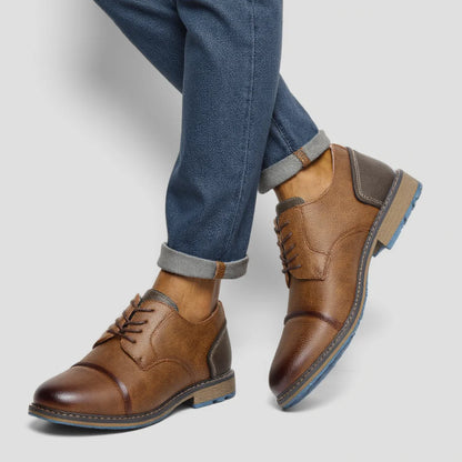 Retro Men's Casual Derby Shoes 2025 Fashion Leather Footwear New Style Men's Slip-On Comfortable Men Shoes