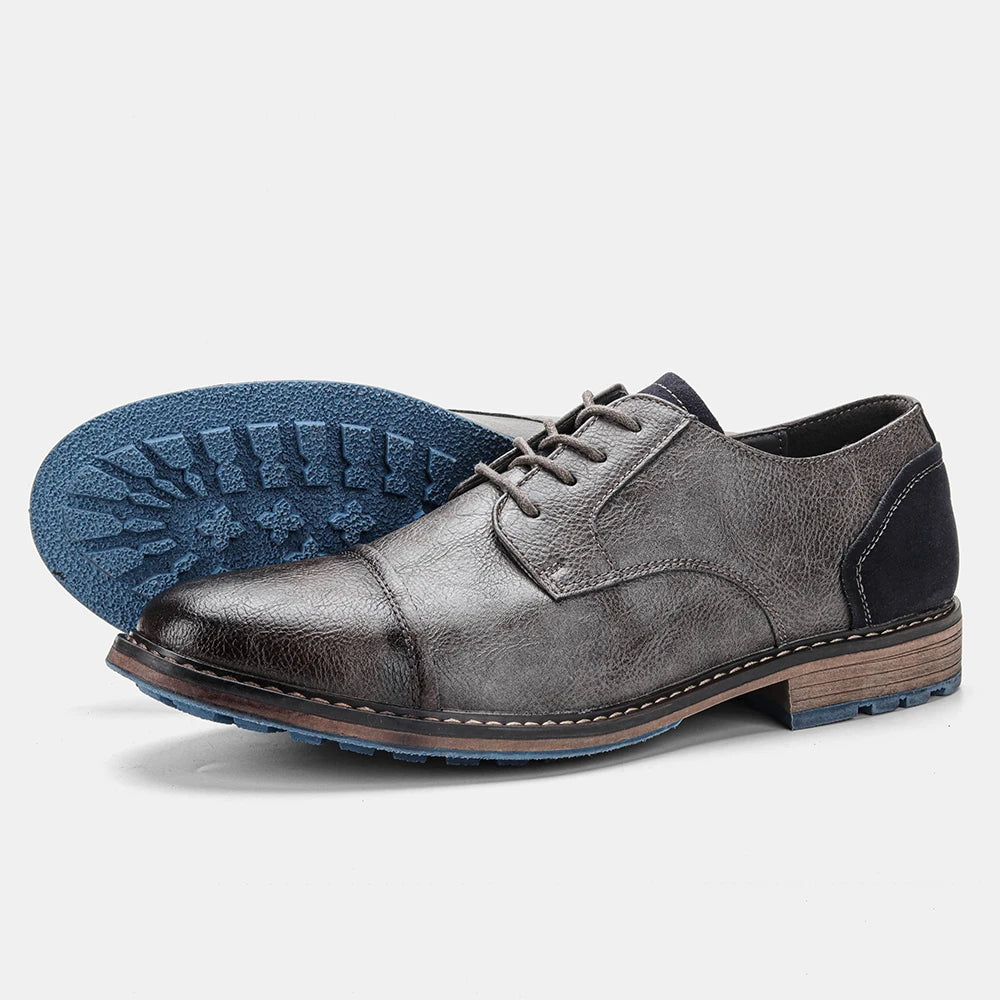 Retro Men's Casual Derby Shoes 2025 Fashion Leather Footwear New Style Men's Slip-On Comfortable Men Shoes