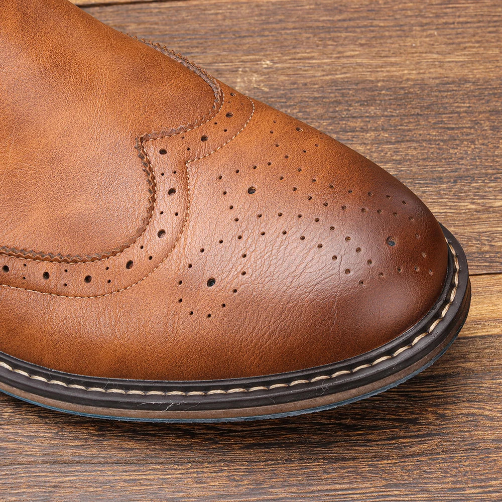 Brogue Chelsea Men Boots 2025 Classical American Style Leather Boots #KD667