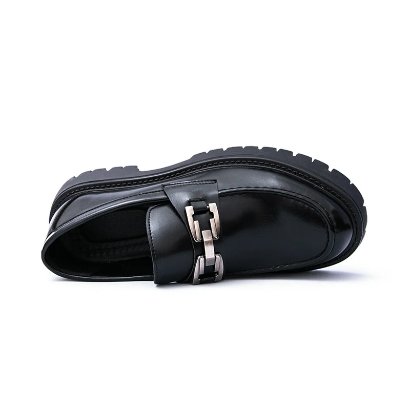 Thick soled Loafers For Men Slip-on Leather Shoes  Black Business Casual Shoes Men's Banquet Shoes Oxford Shoes Derby Shoes